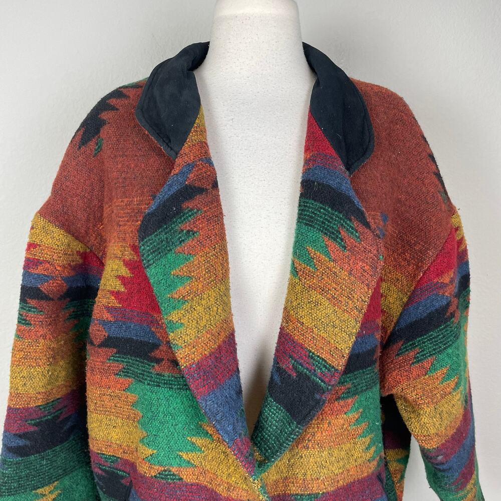 Pioneer Wear Vintage Multicolor Navajo Button Coat L/XL - Picture 11 of 12